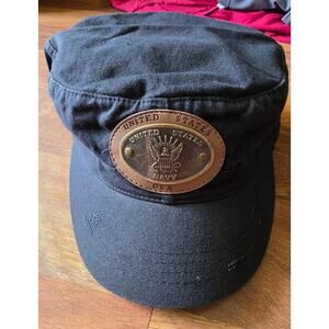 United States Navy Black  Tan Metal Logo Adjustable hat cap